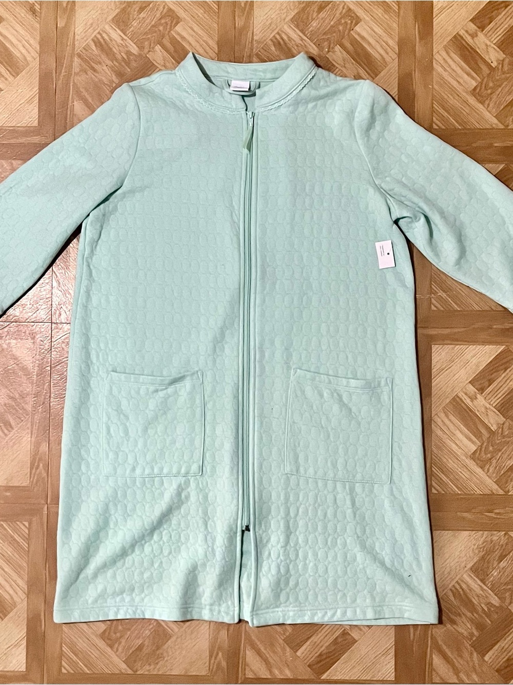 Croft & Barrow Mint Green Quilted Zip Front Lounge Robe Housecoat M